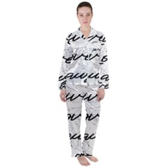 Live Love Laugh Monstera  Women s Long Sleeve Satin Pajamas Set	