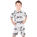 Live love laugh Monstera  Kids  T-Shirt and Shorts Set View1