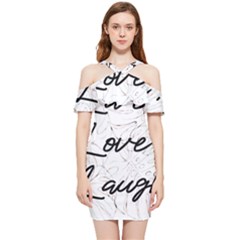 Live Love Laugh Monstera  Shoulder Frill Bodycon Summer Dress