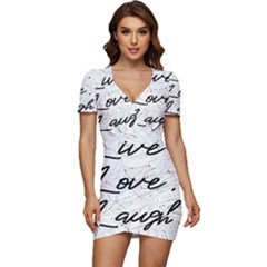 Live Love Laugh Monstera  Low Cut Cap Sleeve Mini Dress