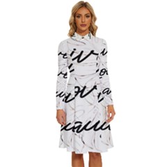 Live Love Laugh Monstera  Long Sleeve Shirt Collar A-line Dress by ConteMonfrey