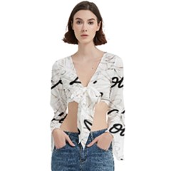 Live Love Laugh Monstera  Trumpet Sleeve Cropped Top