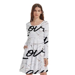 Live Love Laugh Monstera  Long Sleeve Knee Length Skater Dress With Pockets by ConteMonfrey