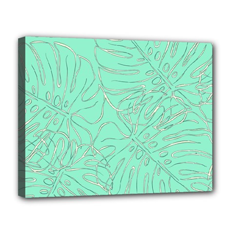 Ocean Monstera Canvas 14  X 11  (stretched)