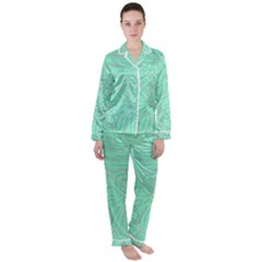 Ocean Monstera Women s Long Sleeve Satin Pajamas Set	 by ConteMonfrey