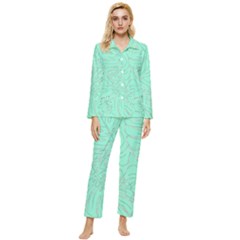 Ocean Monstera Womens  Long Sleeve Velvet Pocket Pajamas Set by ConteMonfrey