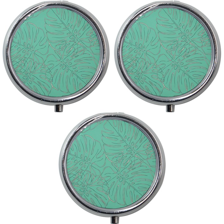 Ocean Monstera Mini Round Pill Box (Pack of 3)