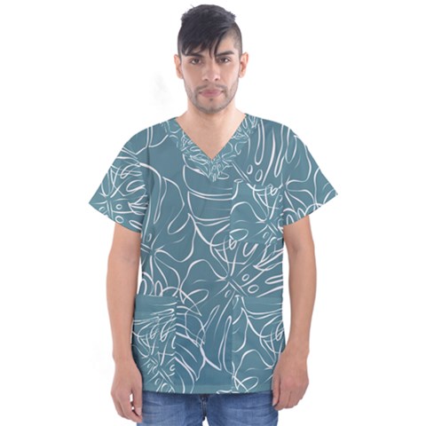 Monsteras Men s V-neck Scrub Top by ConteMonfrey