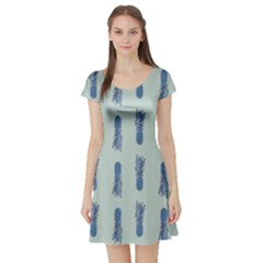 Blue King Pineapple  Short Sleeve Skater Dress by ConteMonfrey