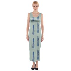 Blue King Pineapple  Fitted Maxi Dress by ConteMonfrey