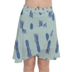 Blue King Pineapple  Chiffon Wrap Front Skirt by ConteMonfrey