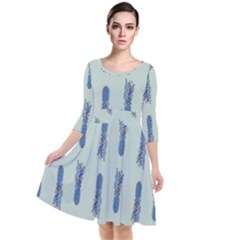 Blue King Pineapple  Quarter Sleeve Waist Band Dress by ConteMonfrey