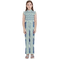 Blue King Pineapple  Kids  Sleeveless Ruffle Edge Band Collar Chiffon One Piece by ConteMonfrey