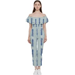 Blue King Pineapple  Bardot Ruffle Jumpsuit by ConteMonfrey