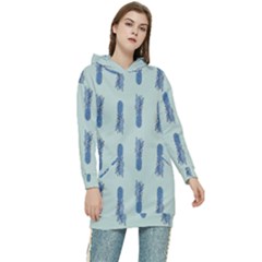 Blue King Pineapple  Women s Long Oversized Pullover Hoodie by ConteMonfrey