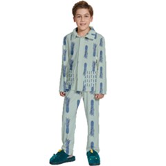 Blue King Pineapple  Kids  Long Sleeve Velvet Pajamas Set by ConteMonfrey