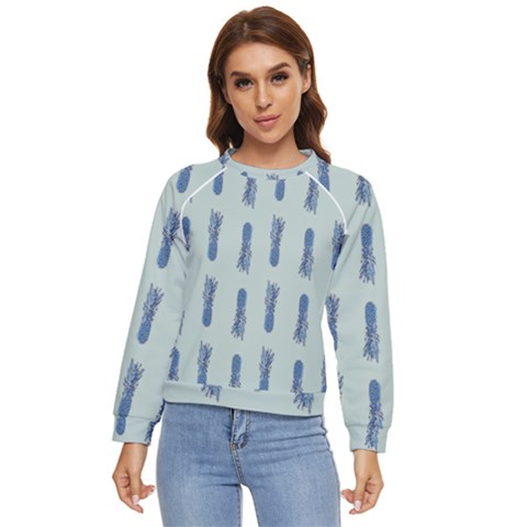 Blue King Pineapple  Women s Long Sleeve Raglan T-shirt by ConteMonfrey