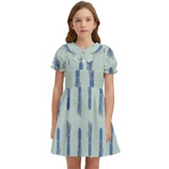 Blue King Pineapple  Kids  Bow Tie Puff Sleeve Dress by ConteMonfrey