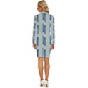 Blue King Pineapple  Long Sleeve Shirt Collar Bodycon Dress View4