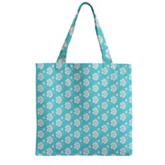 Spring Happiness Blue Ocean Zipper Grocery Tote Bag by ConteMonfrey