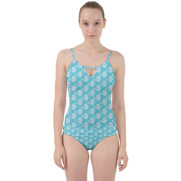 Spring Happiness blue ocean Cut Out Top Tankini Set