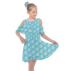 Spring Happiness Blue Ocean Kids  Shoulder Cutout Chiffon Dress by ConteMonfrey