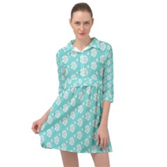 Spring Happiness Blue Ocean Mini Skater Shirt Dress by ConteMonfrey