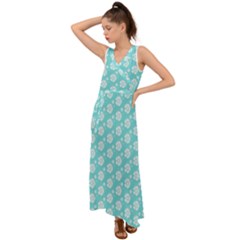 Spring Happiness Blue Ocean V-neck Chiffon Maxi Dress by ConteMonfrey