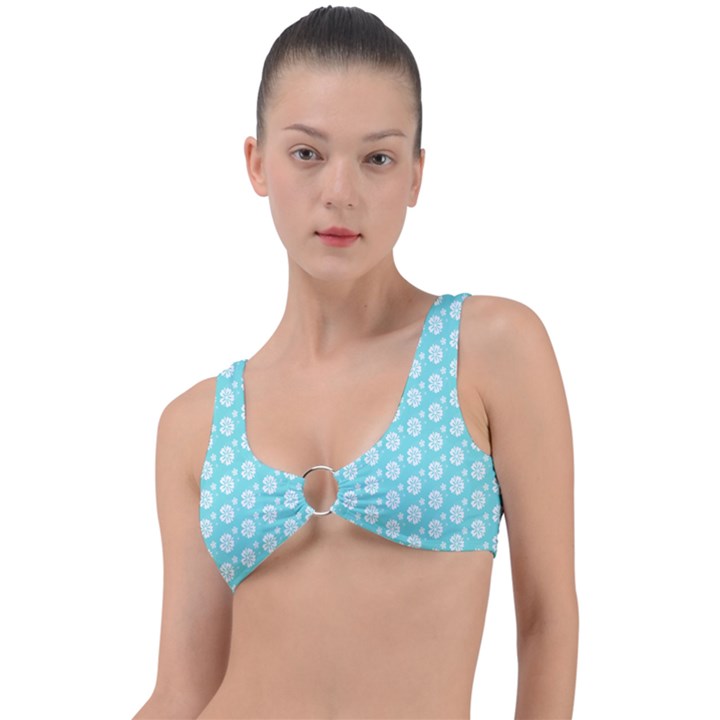 Spring Happiness blue ocean Ring Detail Bikini Top