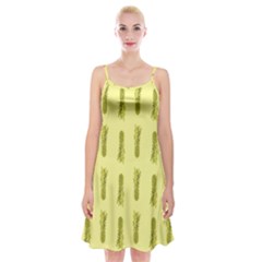 Yellow Pineapple Spaghetti Strap Velvet Dress