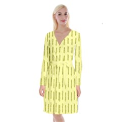 Yellow Pineapple Long Sleeve Velvet Front Wrap Dress by ConteMonfrey