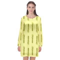 Yellow Pineapple Long Sleeve Chiffon Shift Dress  by ConteMonfrey