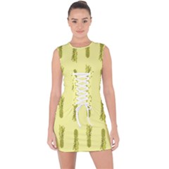 Yellow Pineapple Lace Up Front Bodycon Dress by ConteMonfrey