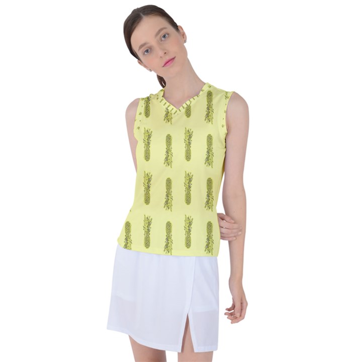 Yellow Pineapple Women s Sleeveless Sports Top