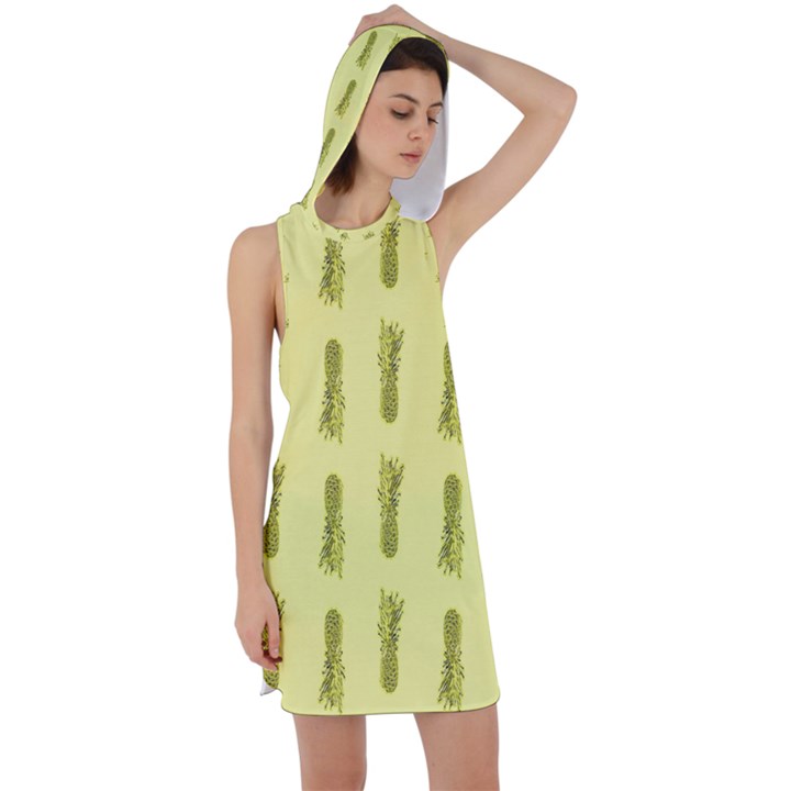 Yellow Pineapple Racer Back Hoodie Dress