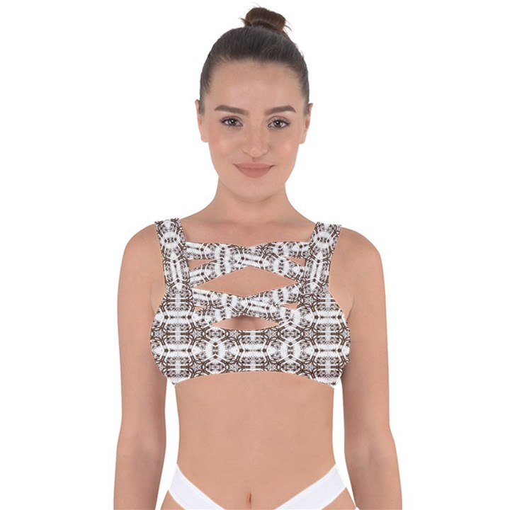 Brown snake skin Bandaged Up Bikini Top