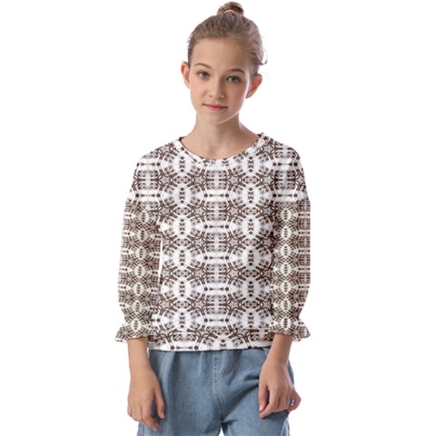 Brown Snake Skin Kids  Cuff Sleeve Top by ConteMonfrey