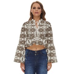 Brown Snake Skin Boho Long Bell Sleeve Top