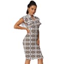 Brown snake skin Vintage Frill Sleeve V-Neck Bodycon Dress View3