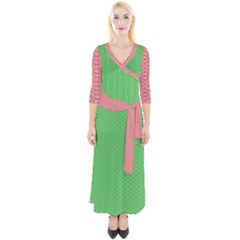  Spooky Pink Green Halloween  Quarter Sleeve Wrap Maxi Dress by ConteMonfrey