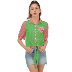  Spooky Pink Green Halloween  Tie Front Shirt  by ConteMonfrey