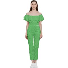  Spooky Pink Green Halloween  Bardot Ruffle Jumpsuit by ConteMonfrey