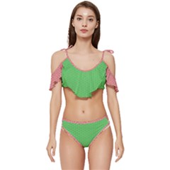  Spooky Pink Green Halloween  Ruffle Edge Tie Up Bikini Set	 by ConteMonfrey