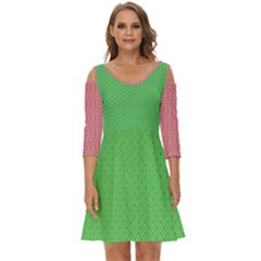  Spooky Pink Green Halloween  Shoulder Cut Out Zip Up Dress by ConteMonfrey