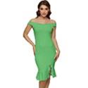  Spooky Pink Green Halloween  Off Shoulder Ruffle Split Hem Bodycon Dress View1