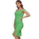  Spooky Pink Green Halloween  Off Shoulder Ruffle Split Hem Bodycon Dress View2