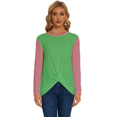  Spooky Pink Green Halloween  Long Sleeve Crew Neck Pullover Top by ConteMonfrey