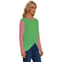  Spooky Pink Green Halloween  Long Sleeve Crew Neck Pullover Top View3