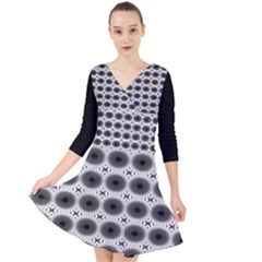 Cosmos Circles Quarter Sleeve Front Wrap Dress by ConteMonfrey