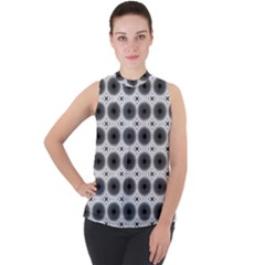 Cosmos Circles Mock Neck Chiffon Sleeveless Top by ConteMonfrey